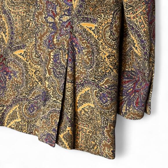 Alan Flusser XXL Corduroy Sport Coat Paisley Brown Purple Boho Y2K Vintage Party - Picture 10 of 11